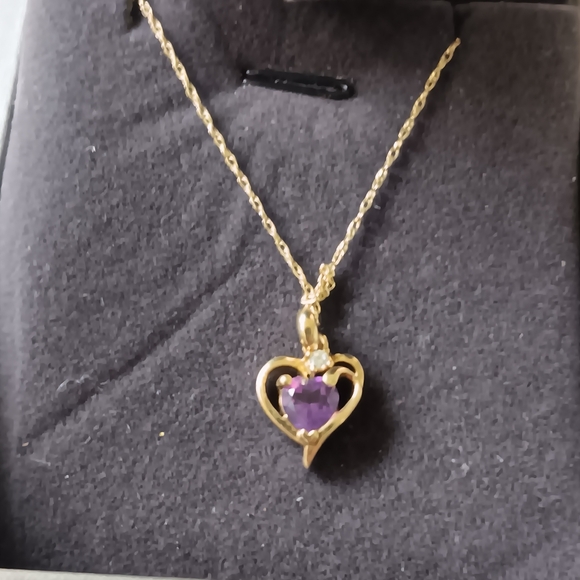 14k Over Sterling Amethyst Necklace - Picture 1 of 15